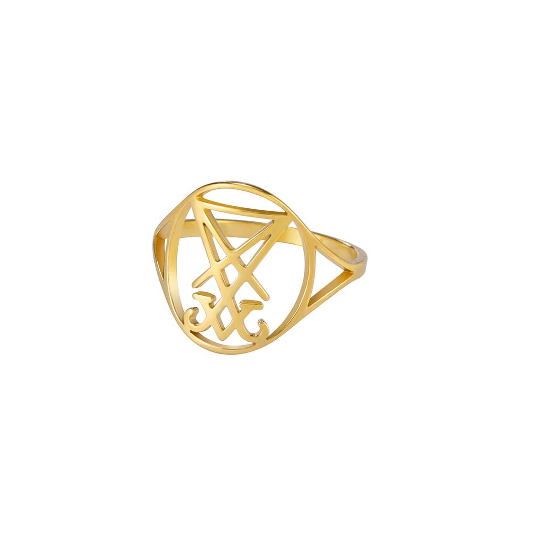 EUEAVAN Gothic Leviathan Satanic Cross Ring Demon Satan Brimstone Occult Lucifer Religious Jewelry Witchcraft Amulet Woman Men