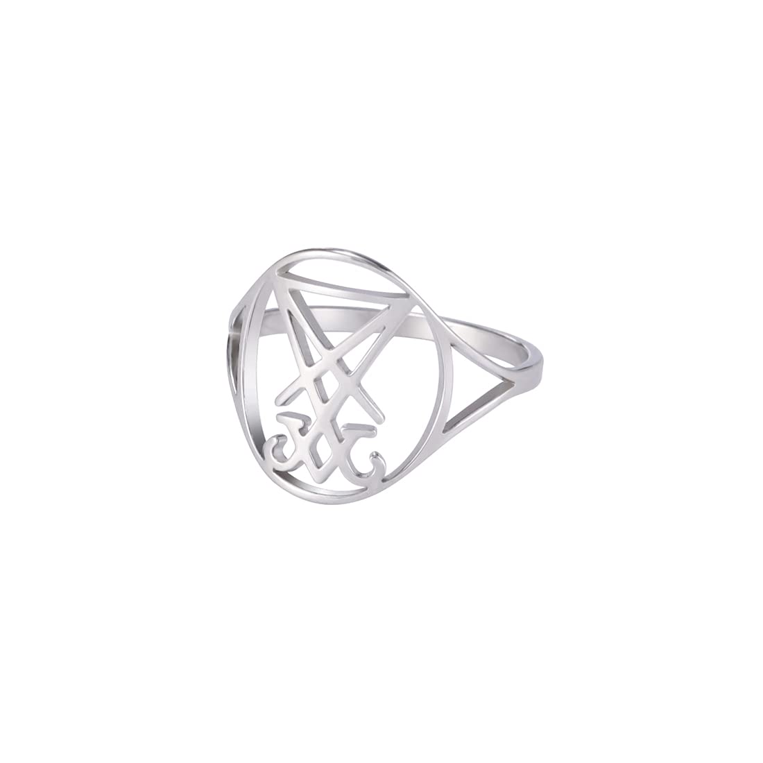 EUEAVAN Gothic Leviathan Satanic Cross Ring Demon Satan Brimstone Occult Lucifer Religious Jewelry Witchcraft Amulet Woman Men