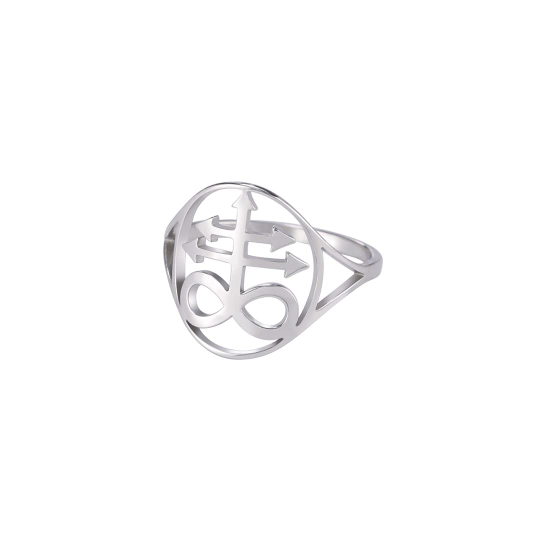 EUEAVAN Gothic Leviathan Satanic Cross Ring Demon Satan Brimstone Occult Lucifer Religious Jewelry Witchcraft Amulet Woman Men