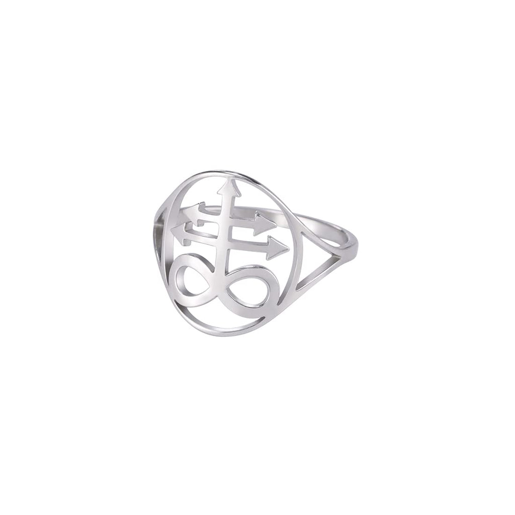 EUEAVAN Gothic Leviathan Satanic Cross Ring Demon Satan Brimstone Occult Lucifer Religious Jewelry Witchcraft Amulet Woman Men