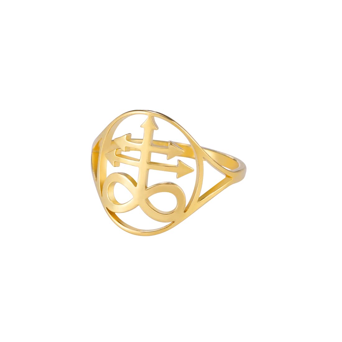 EUEAVAN Gothic Leviathan Satanic Cross Ring Demon Satan Brimstone Occult Lucifer Religious Jewelry Witchcraft Amulet Woman Men