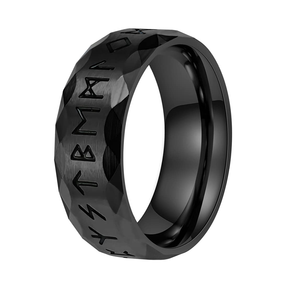 Nanafast Viking Rings for Men, Women Silver/Black/Vintage Stainless Steel Norse Rings for men, Runes Viking Ring Bands for Men