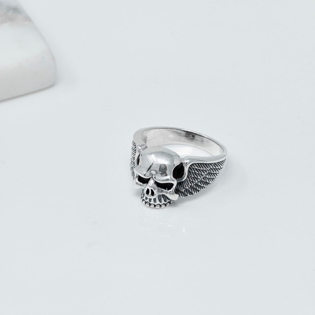 Biker Skull Polished Ring 925 Sterling Silver Band Ring, Biker, Musican, Gothic Ring for Men Size 8, 9, 10, 11, 12, 13, 14