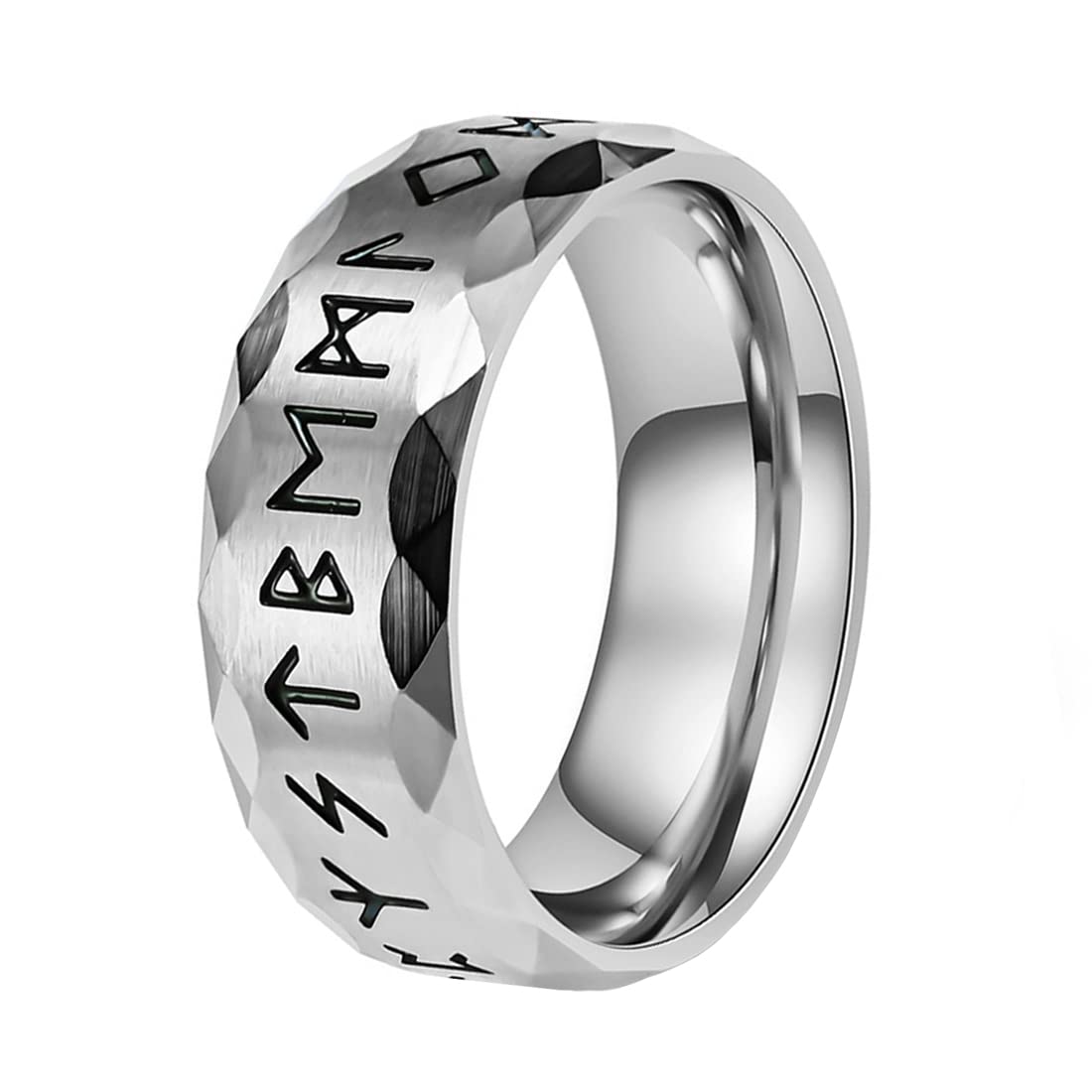 Nanafast Viking Rings for Men, Women Silver/Black/Vintage Stainless Steel Norse Rings for men, Runes Viking Ring Bands for Men