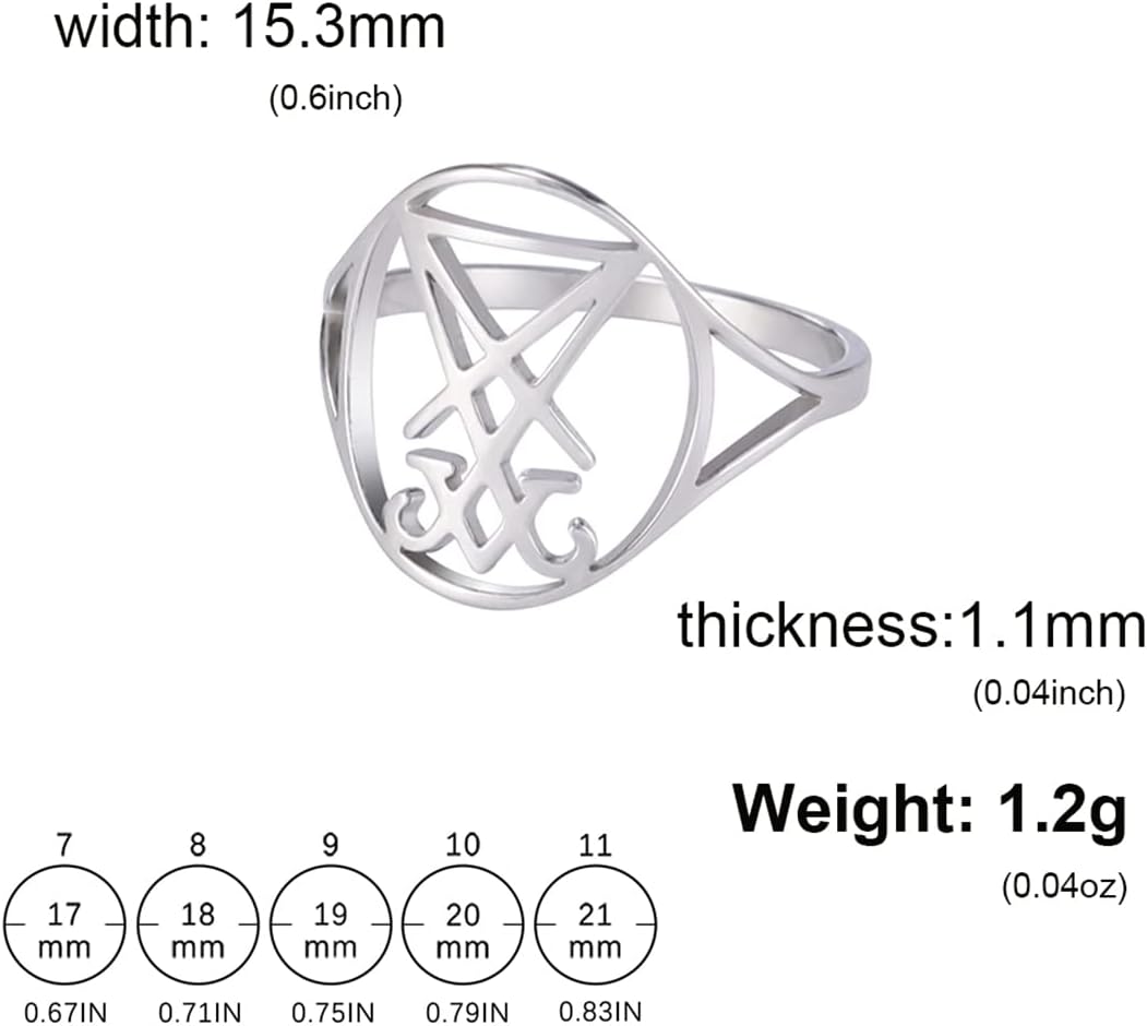 EUEAVAN Gothic Leviathan Satanic Cross Ring Demon Satan Brimstone Occult Lucifer Religious Jewelry Witchcraft Amulet Woman Men