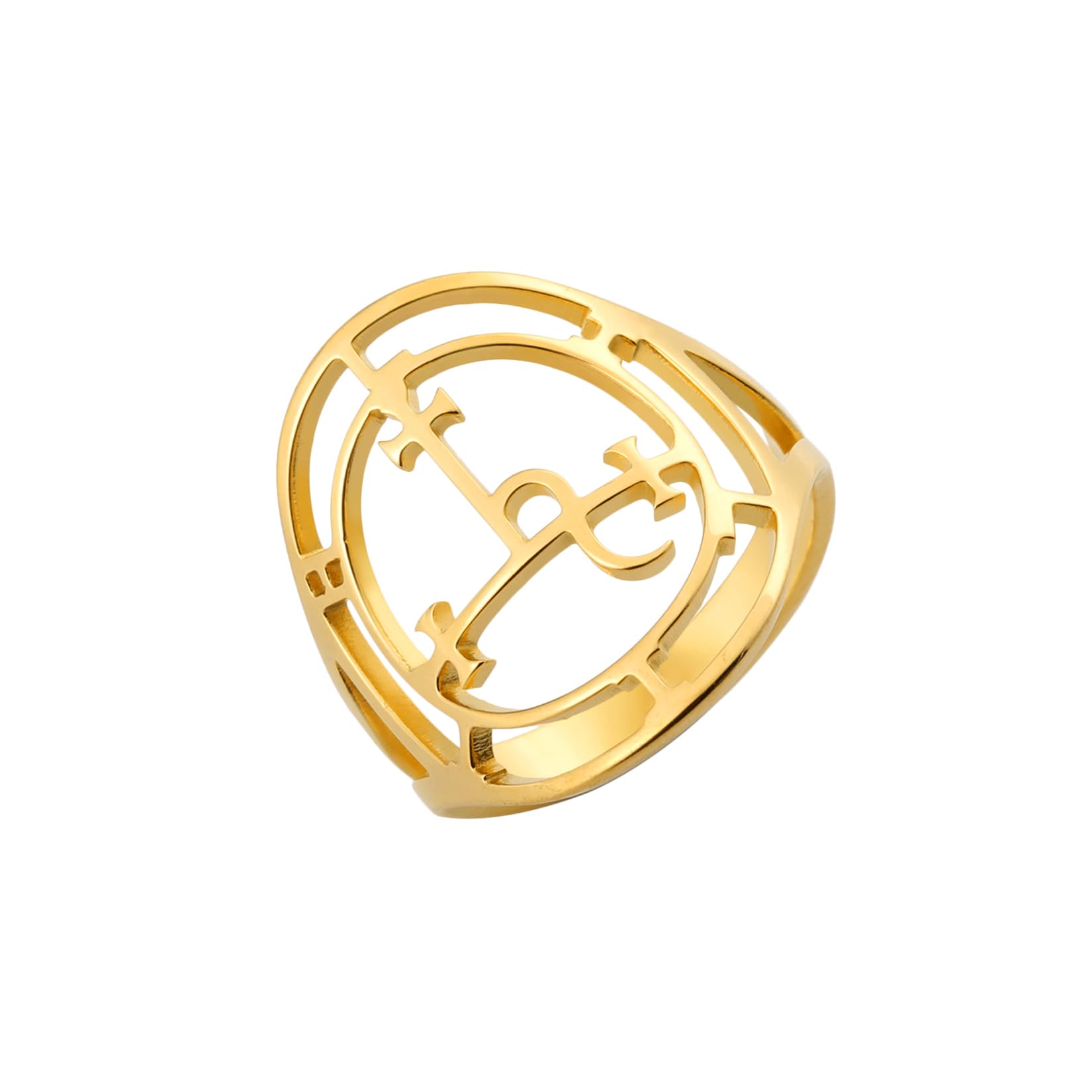EUEAVAN Sigil of Lilith Ring for Women Men Demon Lilith Goddess Statement Ring Lucifer's Sign Pagan Witchcraft Mythology jewelry Lilith Gift
