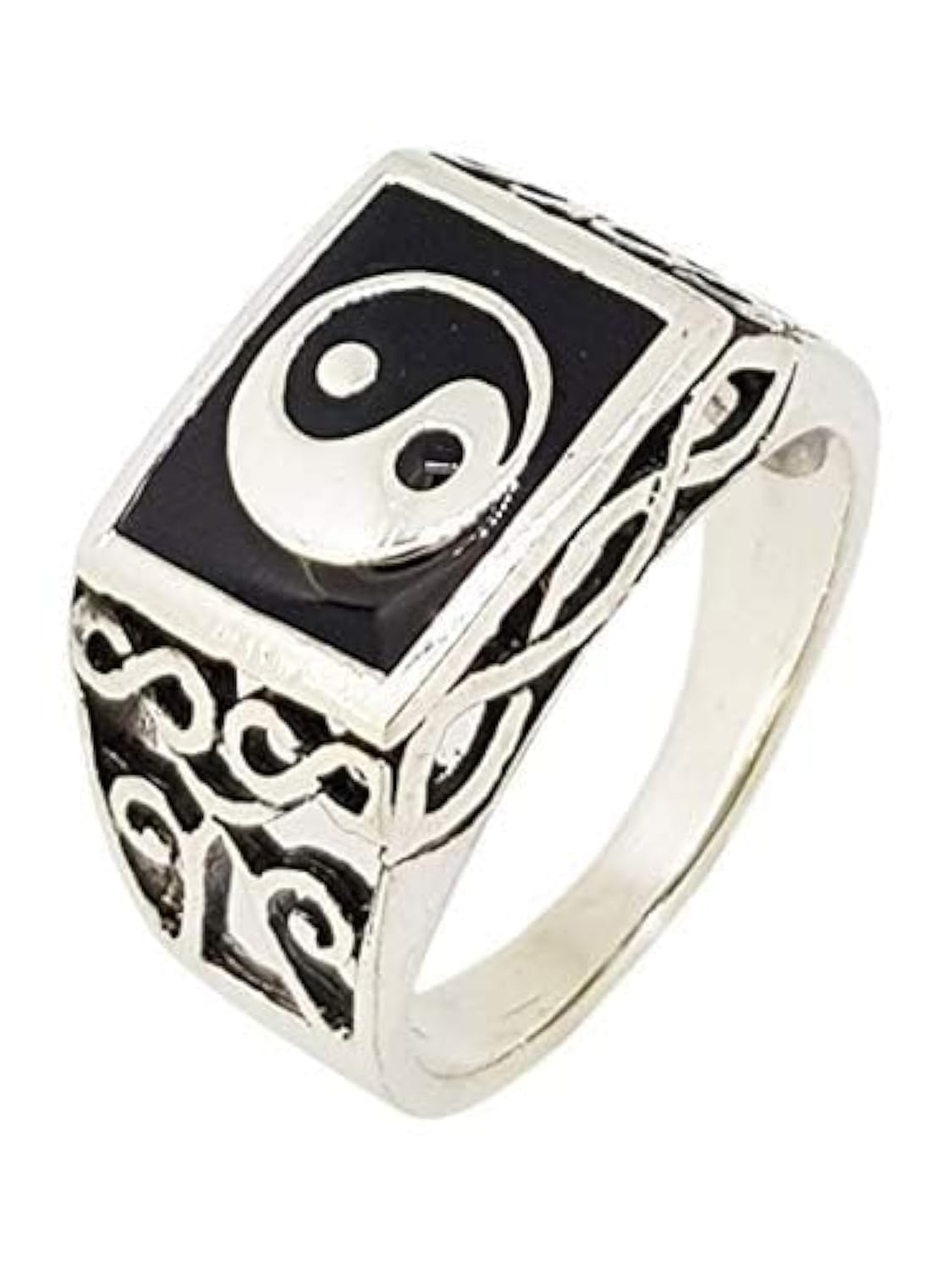 MENS Silver Ring | Classic Mens Sterling Silver Ring Yin Yang Symbol Ring