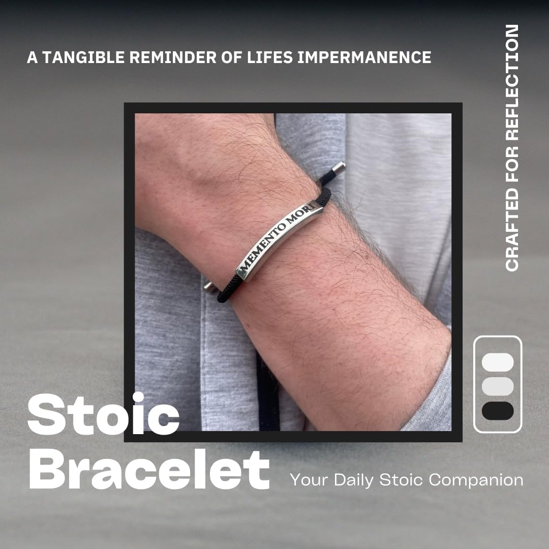 Memento Mori Bracelet Braided Cotton Momento Mori Engraved Metal and Cotton Braided Bracelet for Men and Women Stoic Gift
