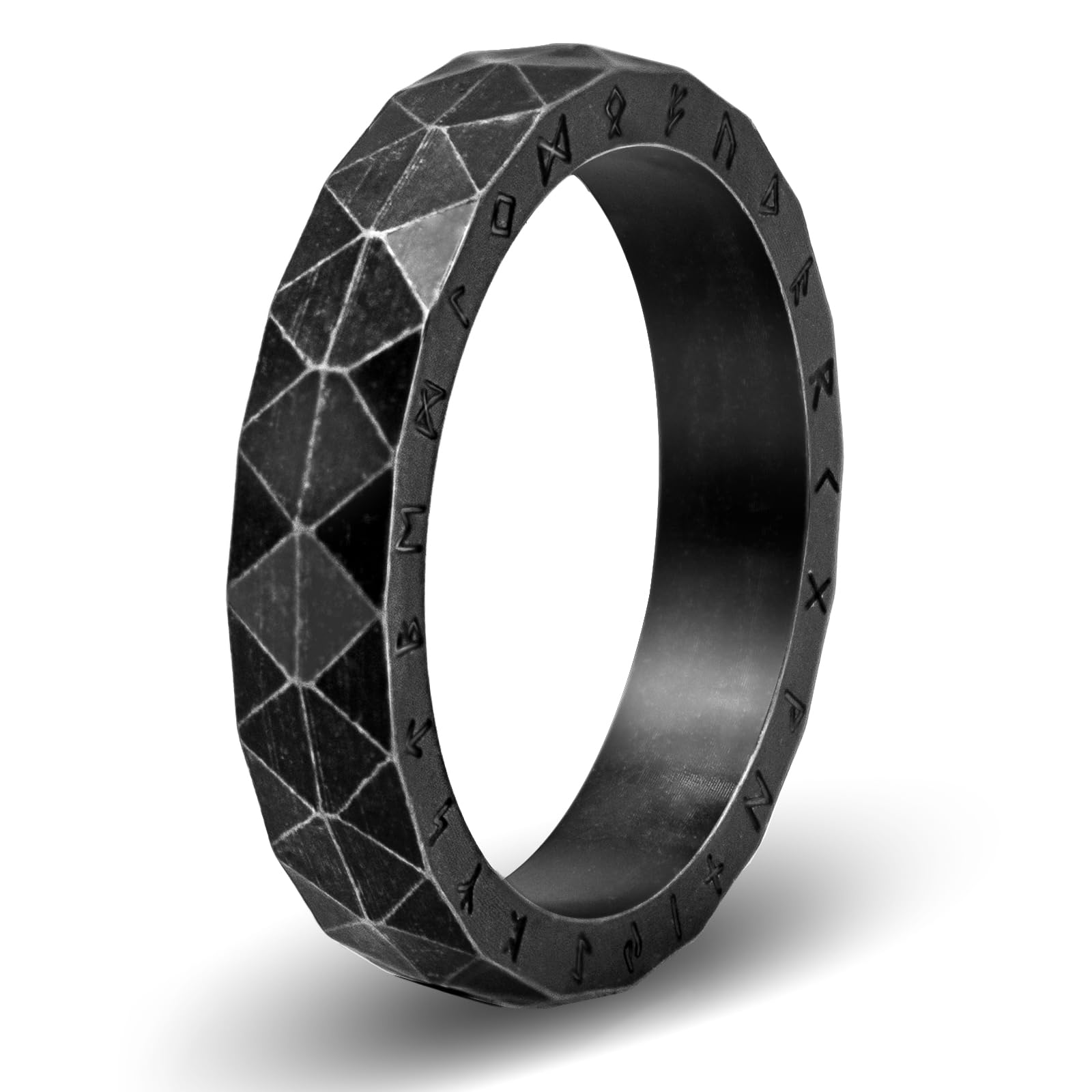 Nanafast Viking Rings for Men, Women Silver/Black/Vintage Stainless Steel Norse Rings for men, Runes Viking Ring Bands for Men