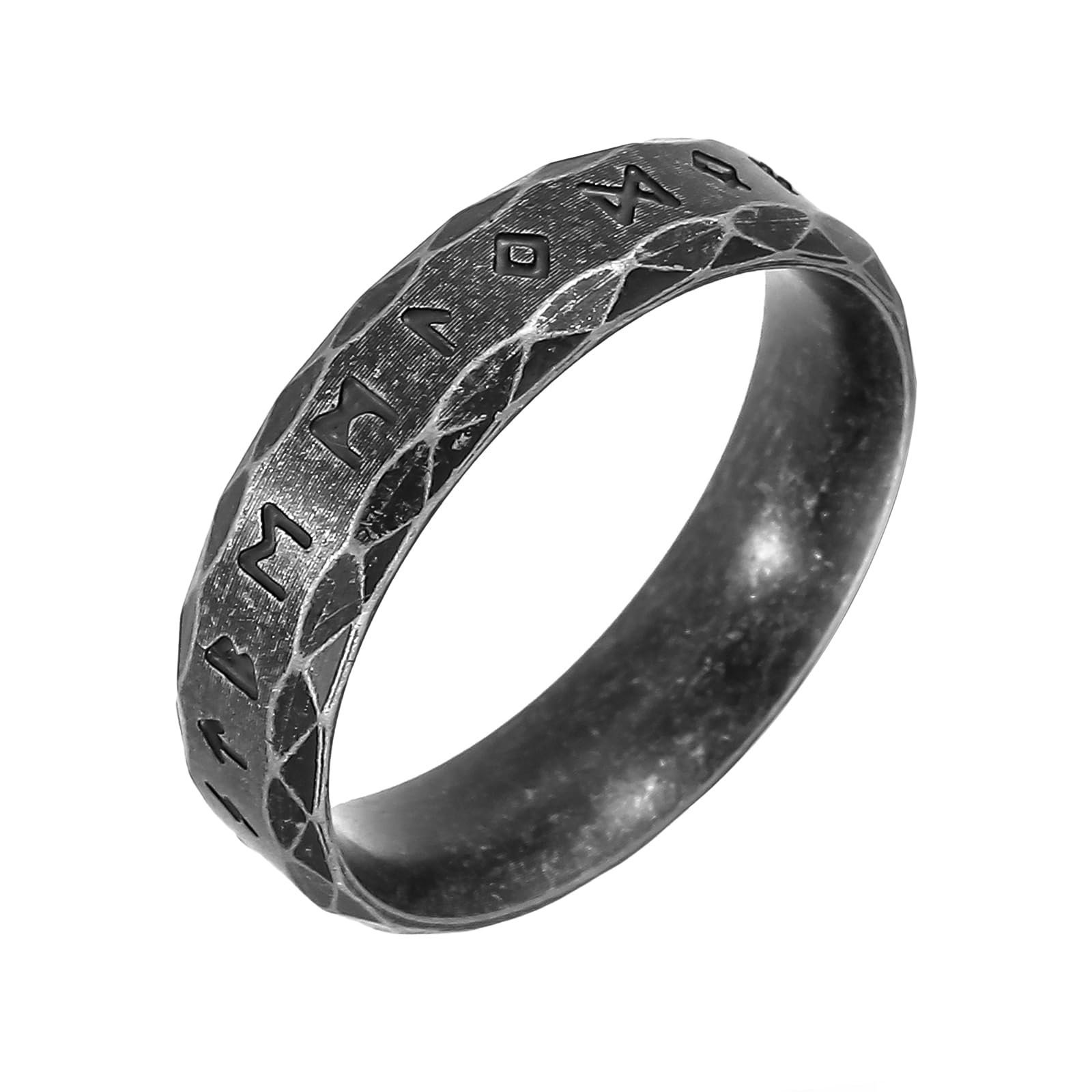 Nanafast Viking Rings for Men, Women Silver/Black/Vintage Stainless Steel Norse Rings for men, Runes Viking Ring Bands for Men