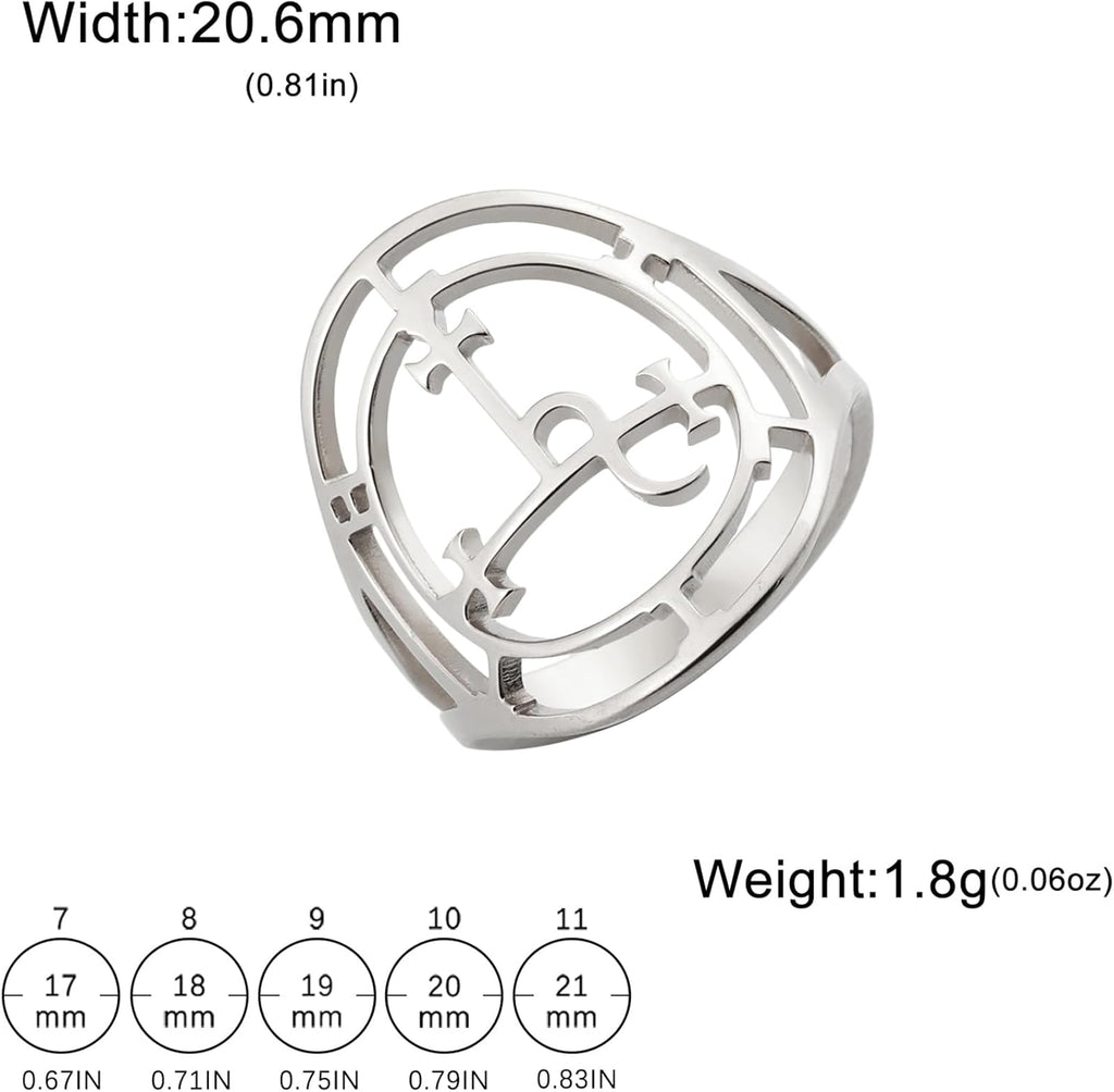 EUEAVAN Sigil of Lilith Ring for Women Men Demon Lilith Goddess Statement Ring Lucifer's Sign Pagan Witchcraft Mythology jewelry Lilith Gift