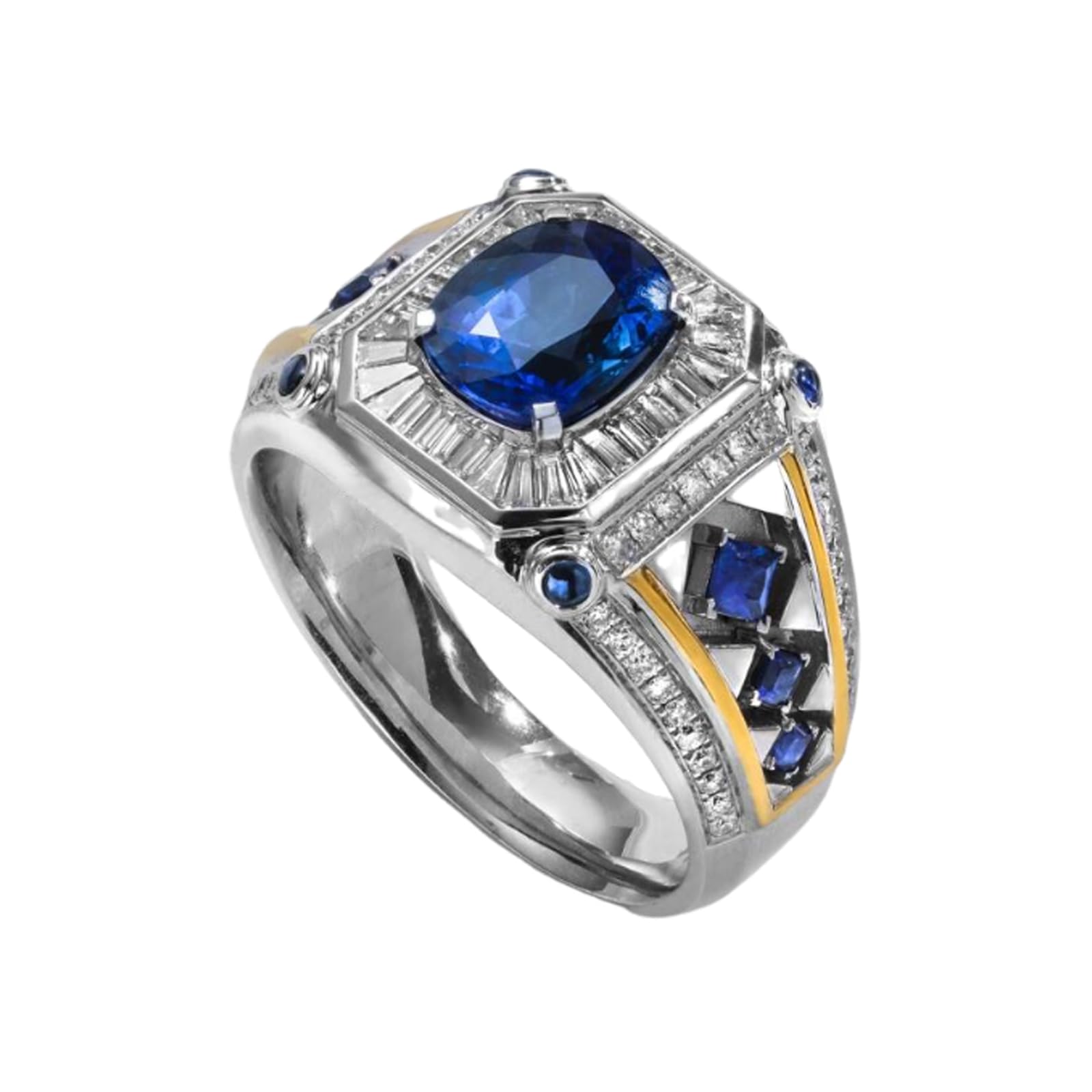 10K 14K 18K Gold Lab Grown Emerald/Sapphire Ring For Men Moissanite Diamond Ring Anniversary Engagement Promise for Husband Father Son Father's Day