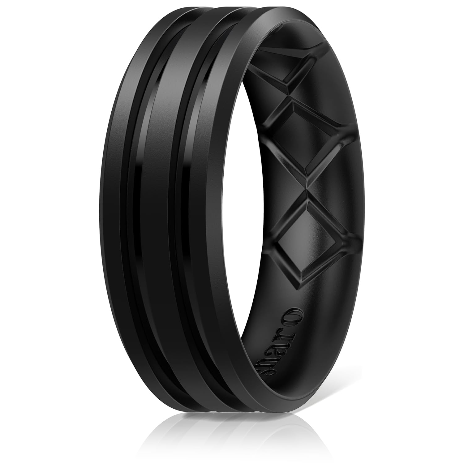 Egnaro Silicone Ring for Him with 2 Layers, Multicolor Rubber Wedding Bands with Air Flow Grooves-1/4/6/7 Variety Multipack