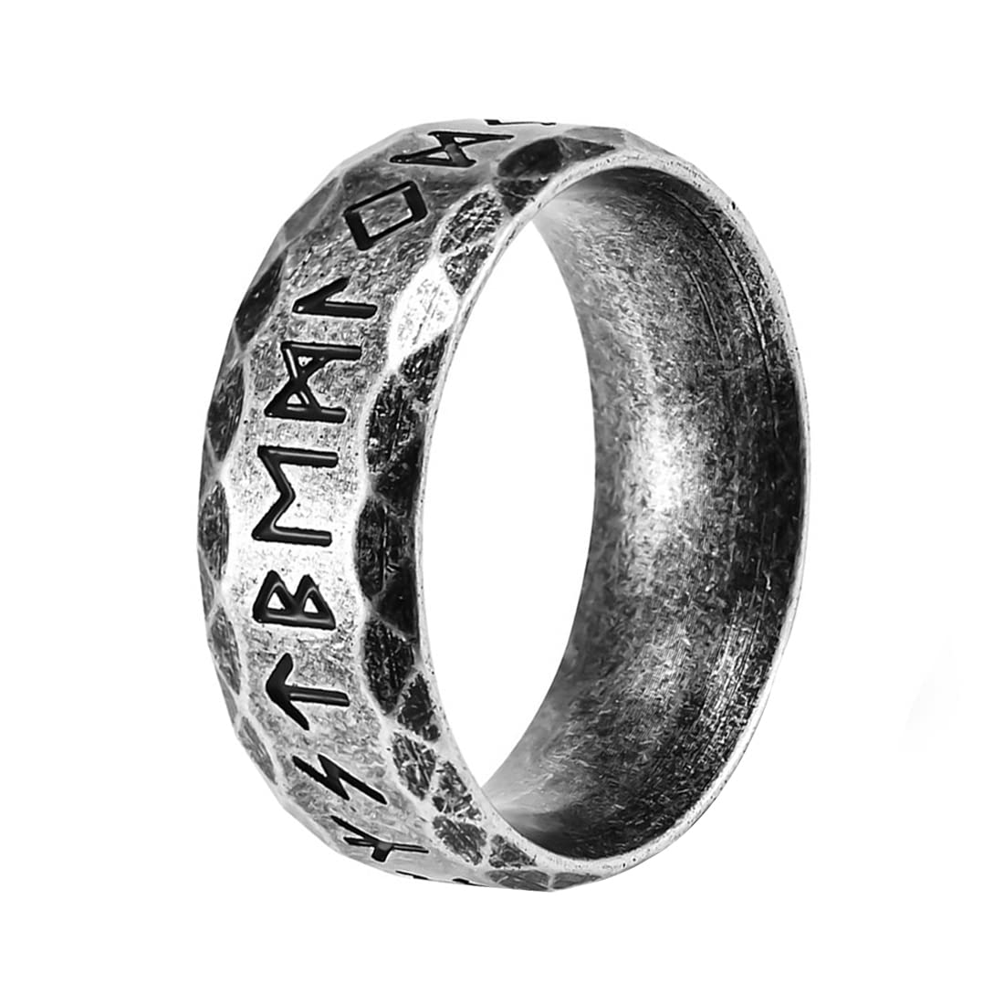 Nanafast Viking Rings for Men, Women Silver/Black/Vintage Stainless Steel Norse Rings for men, Runes Viking Ring Bands for Men