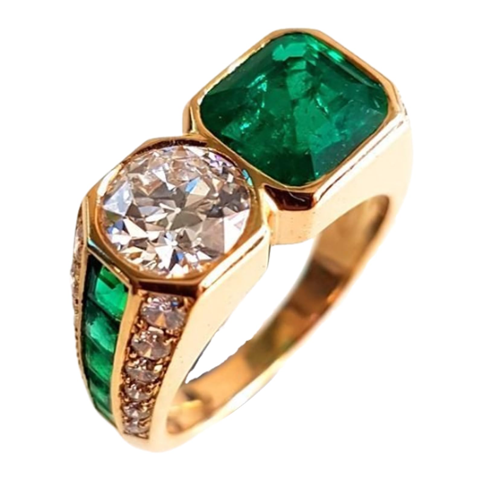 10K 14K 18K Gold Lab Grown Emerald/Sapphire Ring For Men Moissanite Diamond Ring Anniversary Engagement Promise for Husband Father Son Father's Day