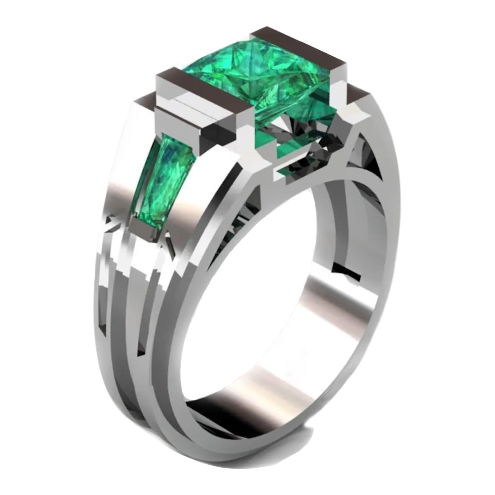 10K 14K 18K Gold Lab Grown Emerald/Sapphire Ring For Men Moissanite Diamond Ring Anniversary Engagement Promise for Husband Father Son Father's Day