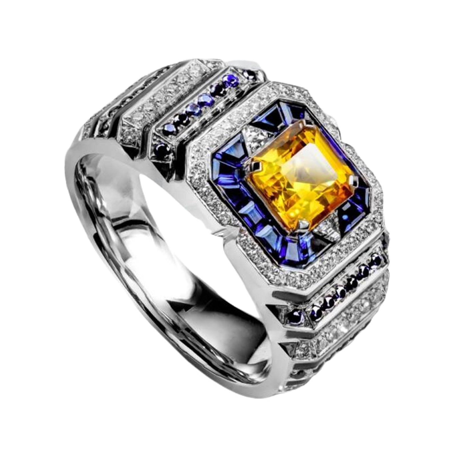10K 14K 18K Gold Lab Grown Emerald/Sapphire Ring For Men Moissanite Diamond Ring Anniversary Engagement Promise for Husband Father Son Father's Day