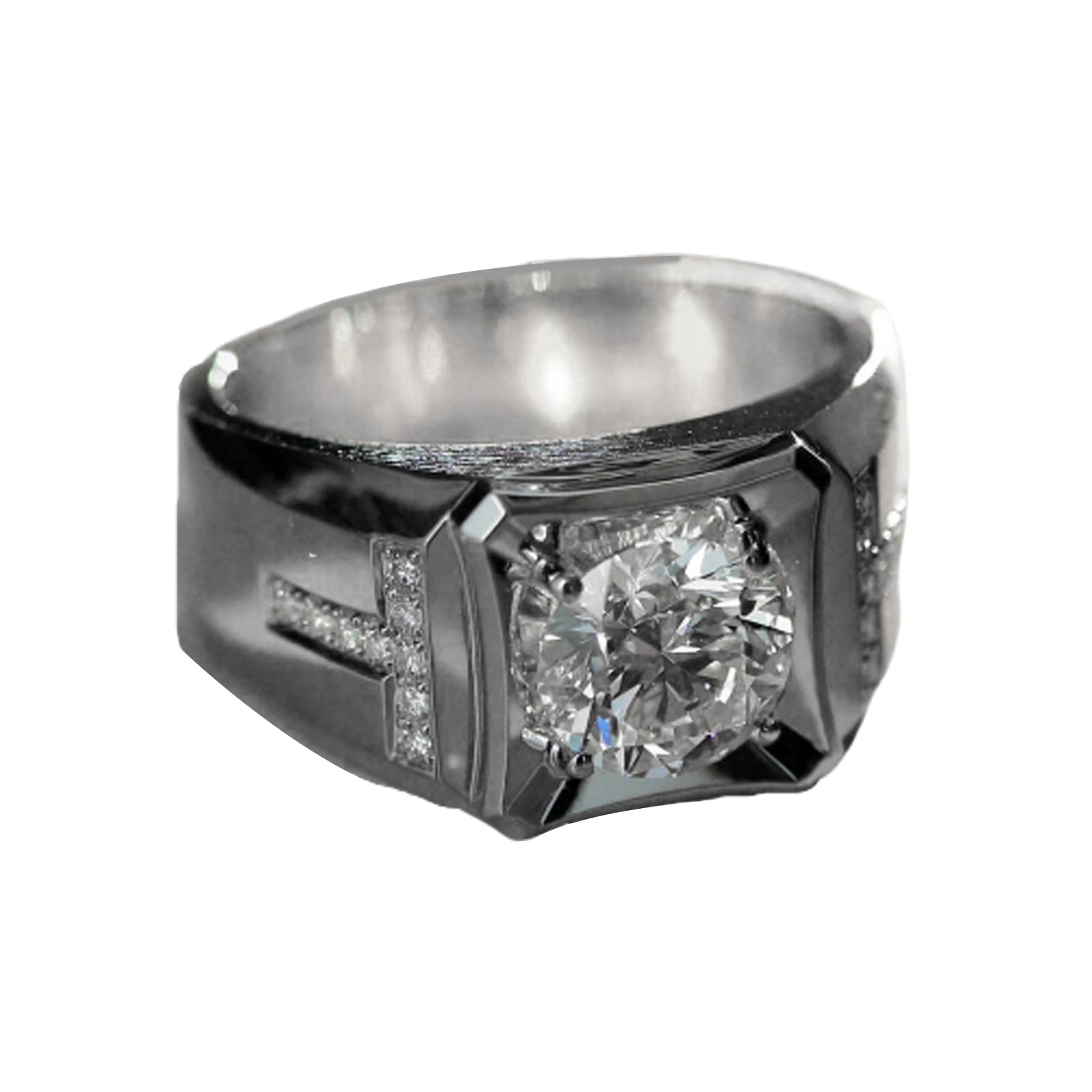 10K 14K 18K Gold Lab Grown Emerald/Sapphire Ring For Men Moissanite Diamond Ring Anniversary Engagement Promise for Husband Father Son Father's Day