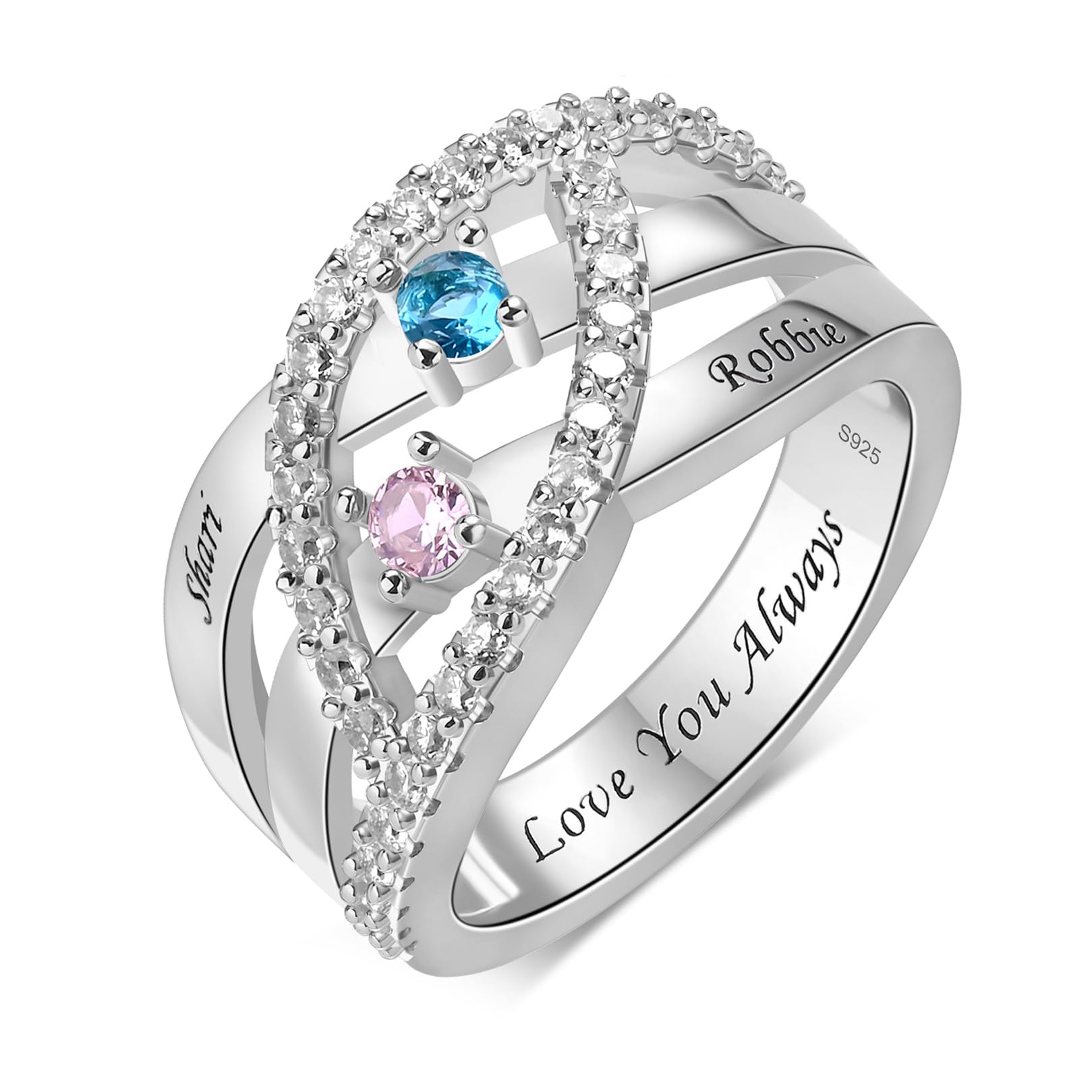 925 Mothers Ring with Birthstones Rings Personalized Sterling Silver Ring for Women Mother's Day Ring Customized Jewelry Womens Gifts