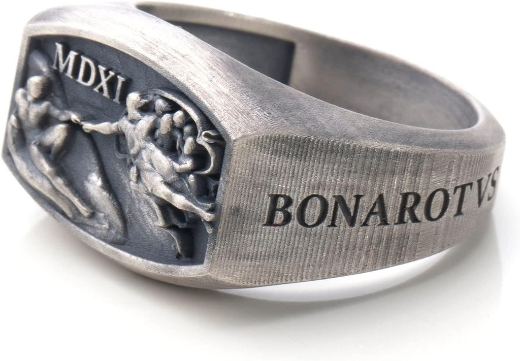 Hand Of God Men Signet Ring, 0.022 lbs, 0,78 x 0,59 Inch, Michaelangelo Sistine Chapel Ring, Creation of Adam Jewelry, Renaissance Age Ring, 925K Silver Art Lover Ring