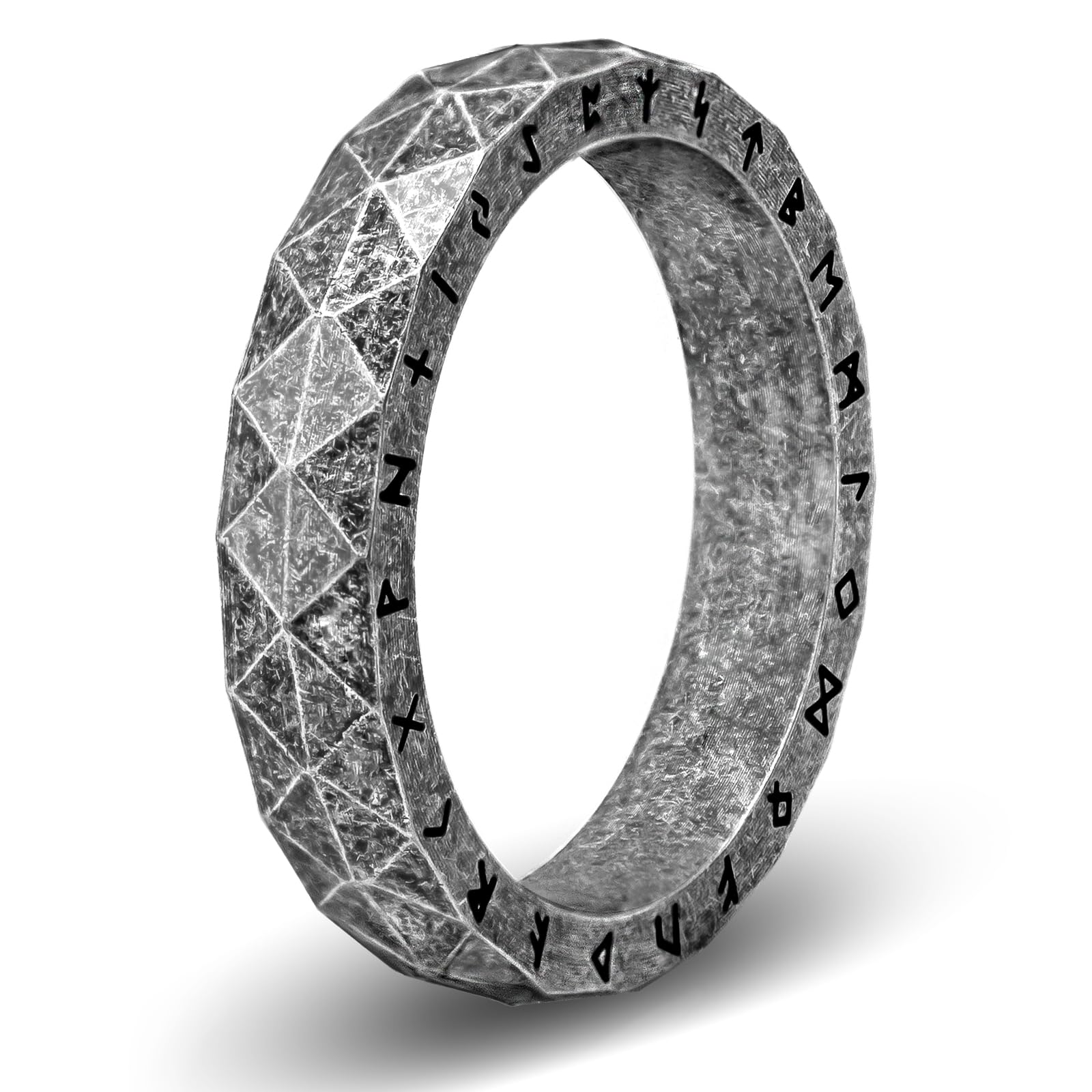 Nanafast Viking Rings for Men, Women Silver/Black/Vintage Stainless Steel Norse Rings for men, Runes Viking Ring Bands for Men