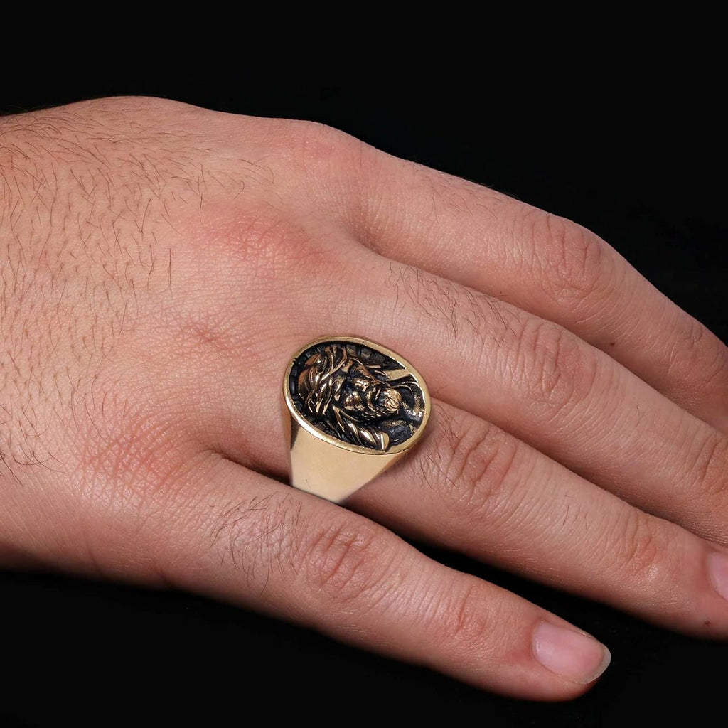 Christian Cross Ring, Handmade Christianity Signet Ring, Constantine Ancient Ring, Gold Coated Byzantine Ring, Christogram Statement Ring