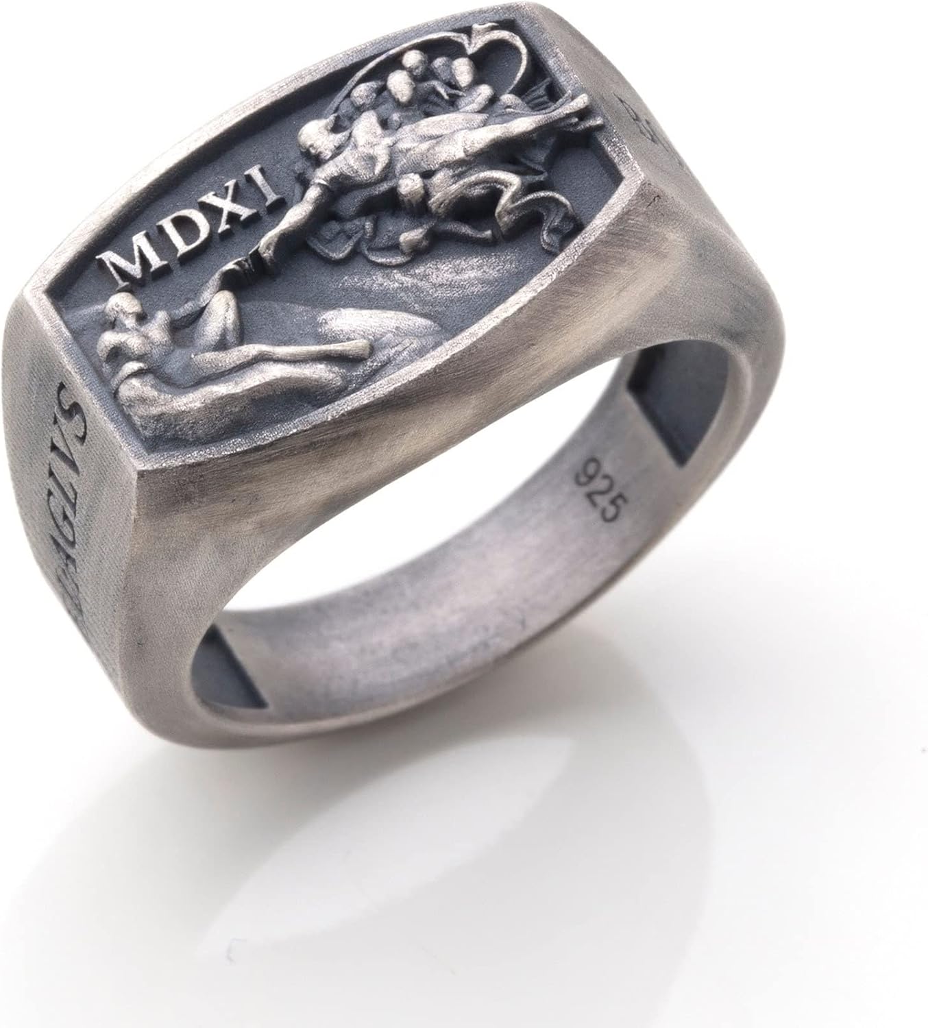 Hand Of God Men Signet Ring, 0.022 lbs, 0,78 x 0,59 Inch, Michaelangelo Sistine Chapel Ring, Creation of Adam Jewelry, Renaissance Age Ring, 925K Silver Art Lover Ring