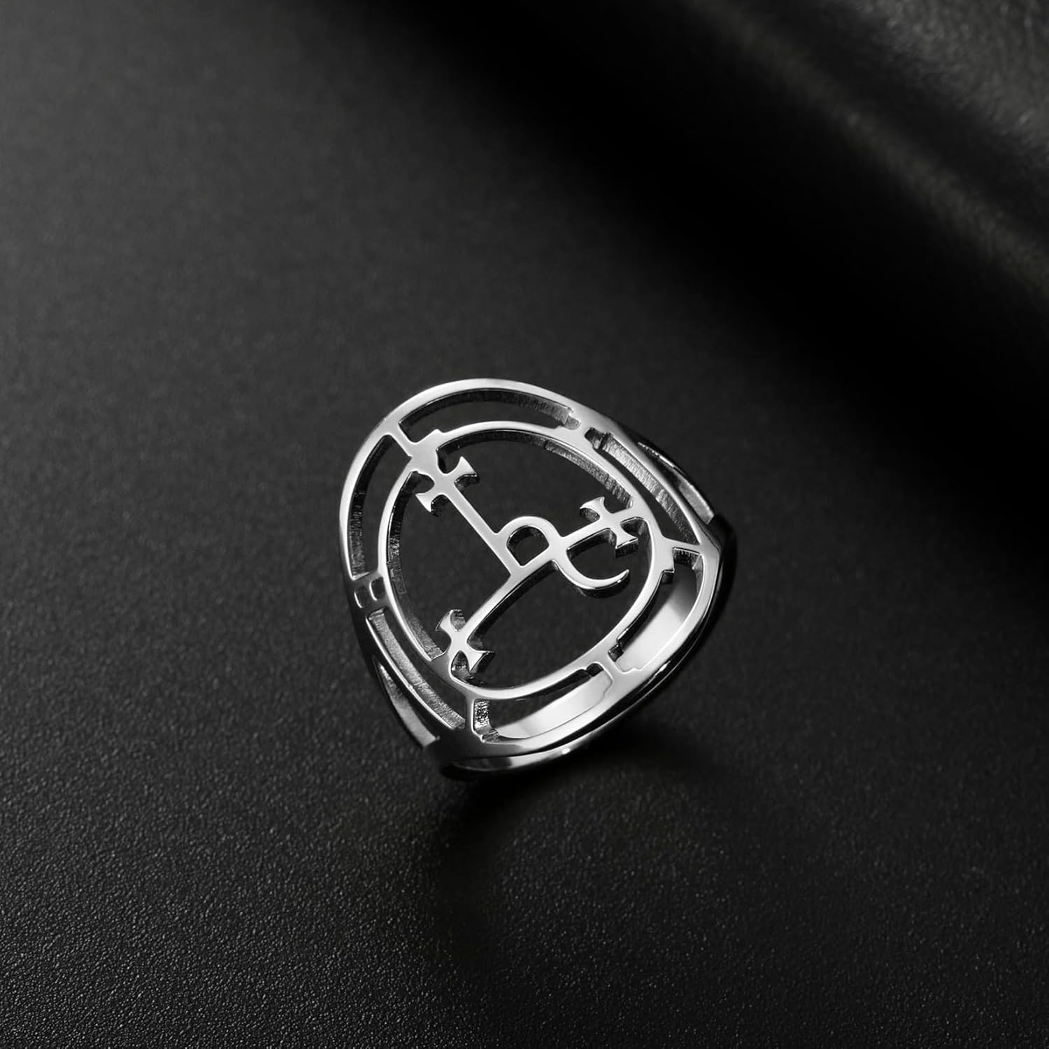 EUEAVAN Sigil of Lilith Ring for Women Men Demon Lilith Goddess Statement Ring Lucifer's Sign Pagan Witchcraft Mythology jewelry Lilith Gift