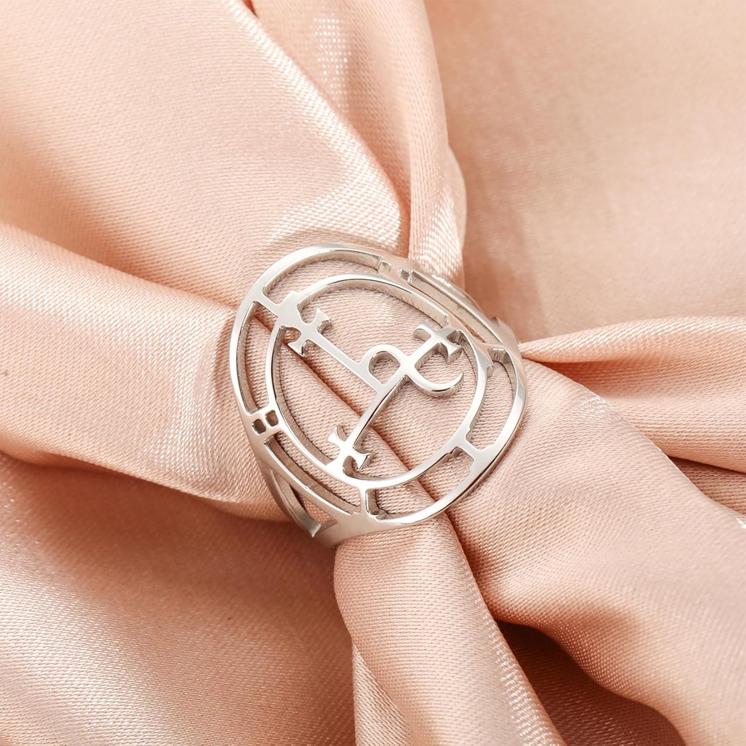 EUEAVAN Sigil of Lilith Ring for Women Men Demon Lilith Goddess Statement Ring Lucifer's Sign Pagan Witchcraft Mythology jewelry Lilith Gift